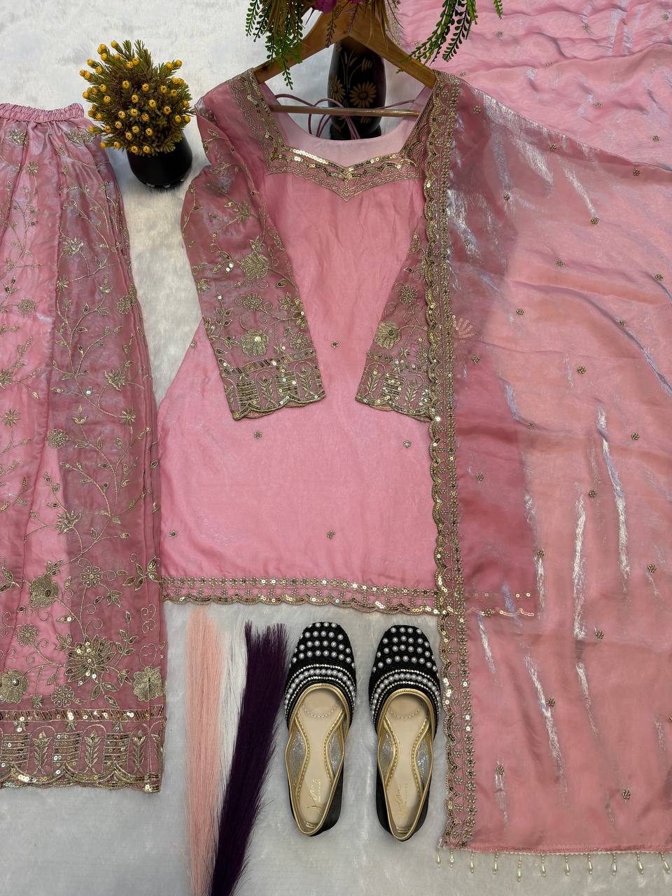 Blush Pink Scalloped Couture Ensemble